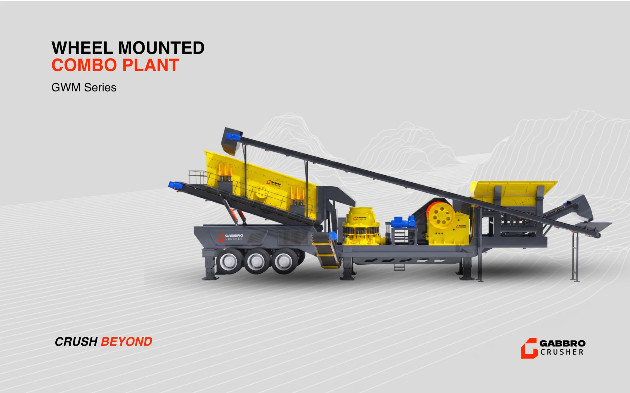 GABBRO CRUSHER WHEEL MOUNTED COMBO PLANT WITH JAW - CONE - SCREEN